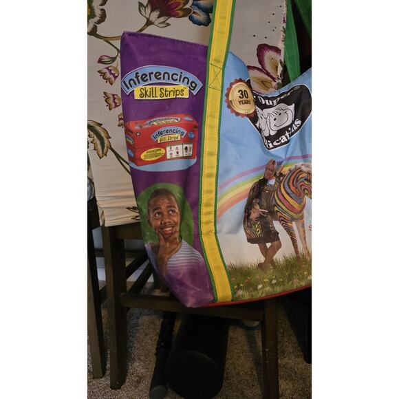 Rainbow zebra strip anytime artic SUPER DUPER zipper teachers tote school BAG - Picture 9 of 14